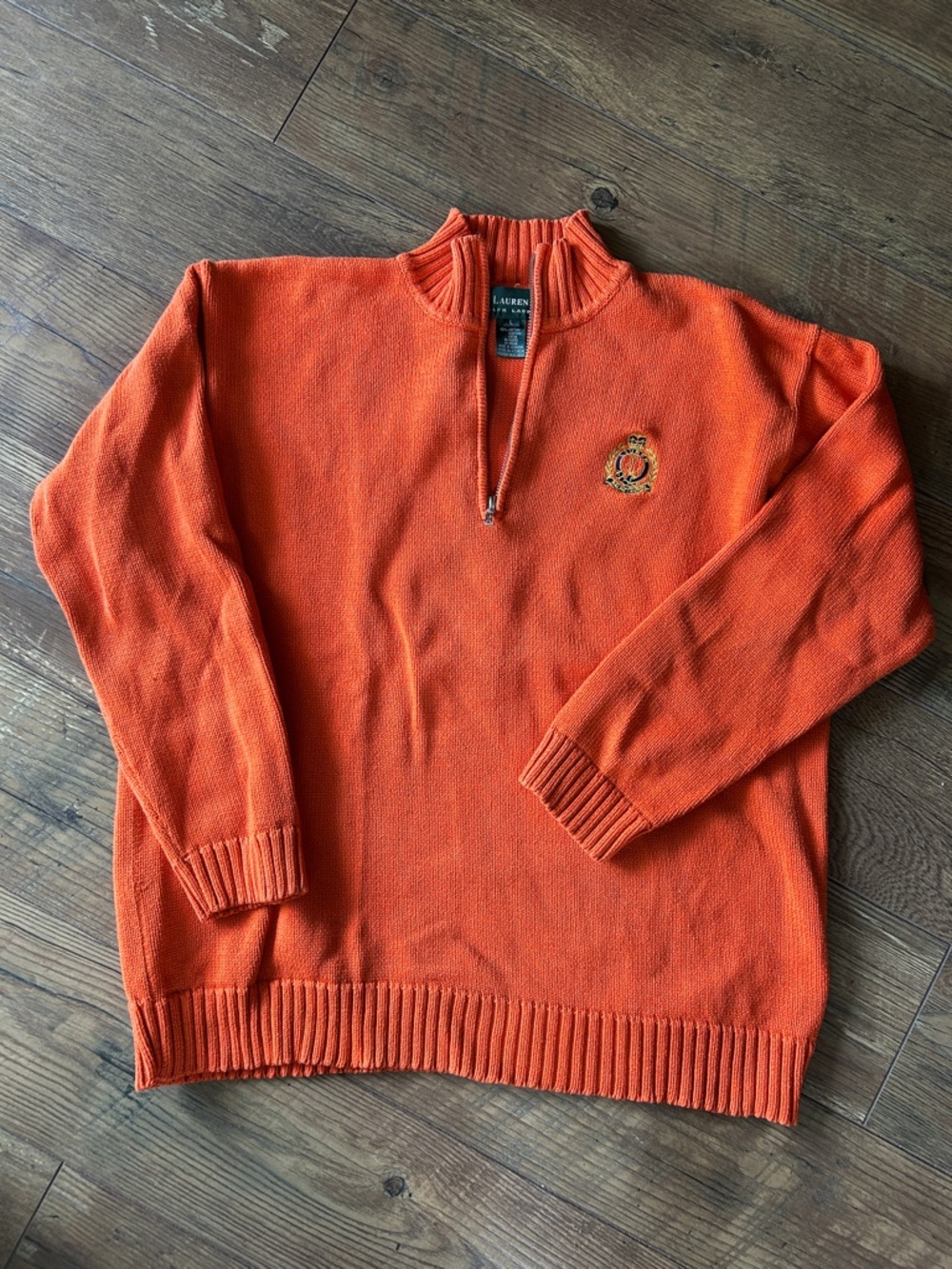 Polo by Ralph Lauren Orange Half-Zip Crest Sweater